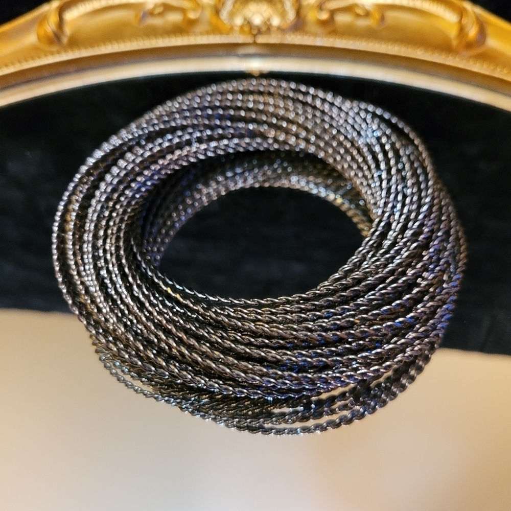 VINTAGE GUNMETAL MULTI-BANGLE TWISTED BRACELET - Picture 3 of 16